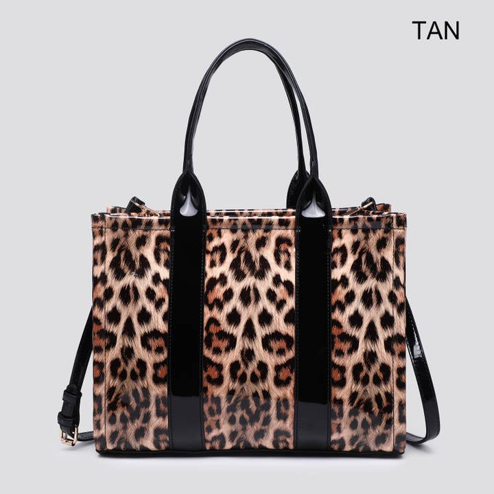 House of Milano - Wholesale Tote Bag - Women's - Leopard Print Patent Tote Bag # 254598