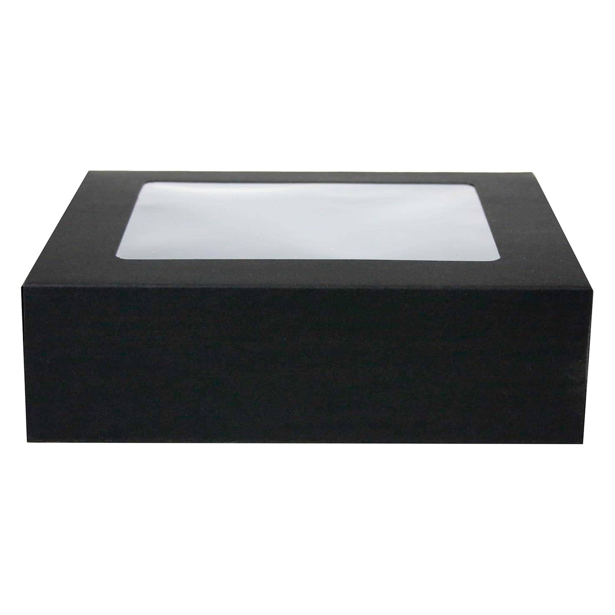 Emartbuy – wholesale Gift box – Pack Of 12 Black Kraft Slide-Out Gift Boxes Clear Window Lid3