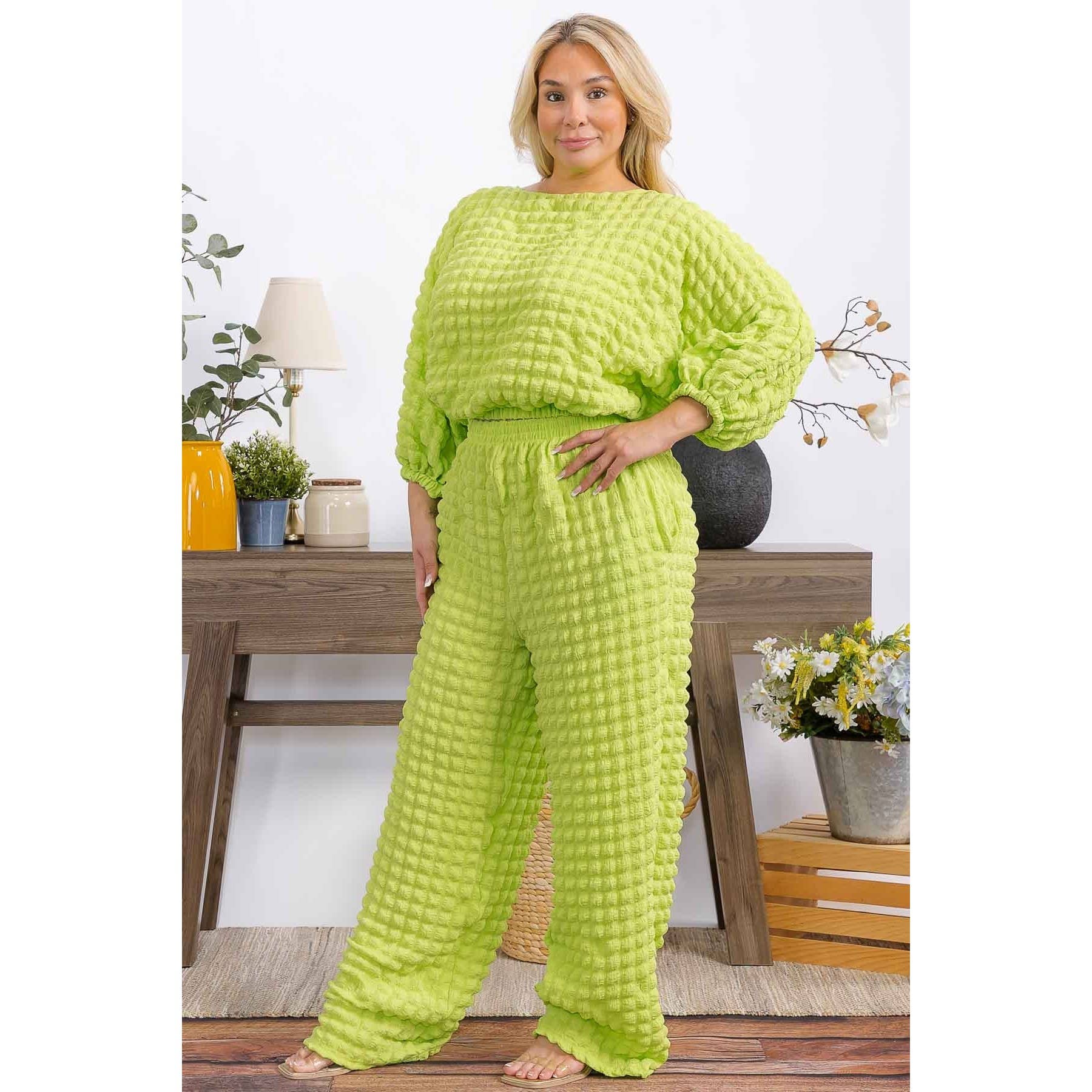omgstyles – wholesale Top & pants set (NOT Loungewear) – Women's – Plus Size Bubble Two Pc Set19