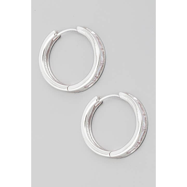 The Looks by Fame Accessories - Wholesale Hoop Earrings - Mini Rhinestone Circle Hoop Earrings