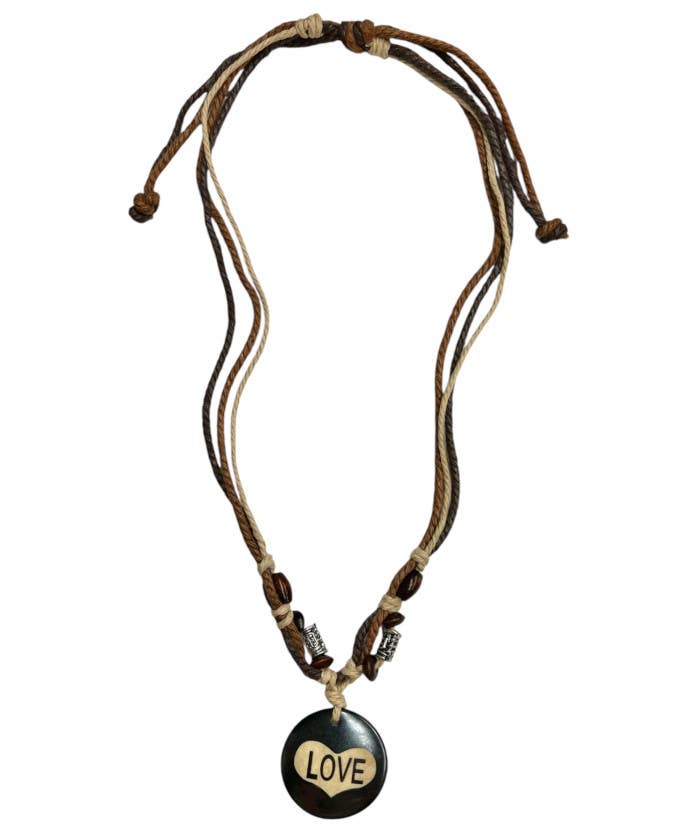 DK Hawaii - Wholesale Pendant/Charm Necklace - Bone "Love" Pendant Adjustable Necklace