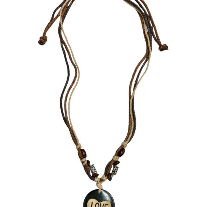 DK Hawaii - Wholesale Pendant/Charm Necklace - Bone "Love" Pendant Adjustable Necklace0