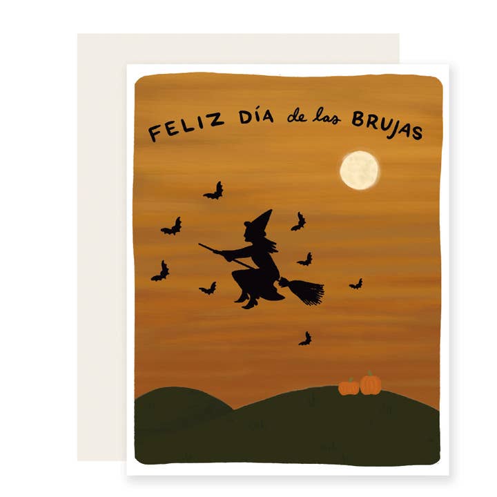 Brujas Broom - Spanish Card for wholesale by Slightly Stationery