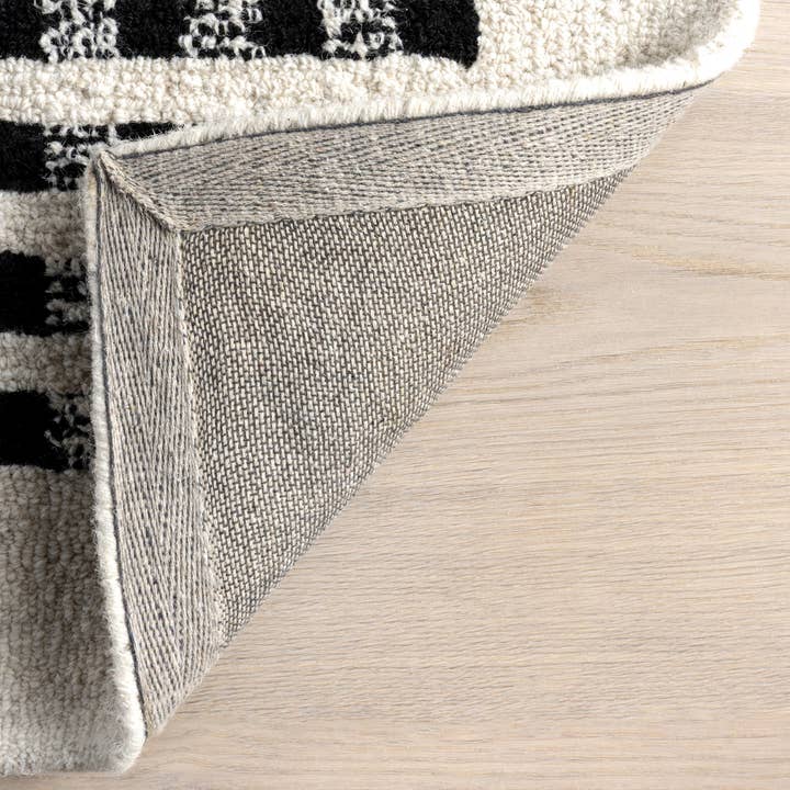 Ivory Adahlia Checkered Wool Area Rug for wholesale on Faire15