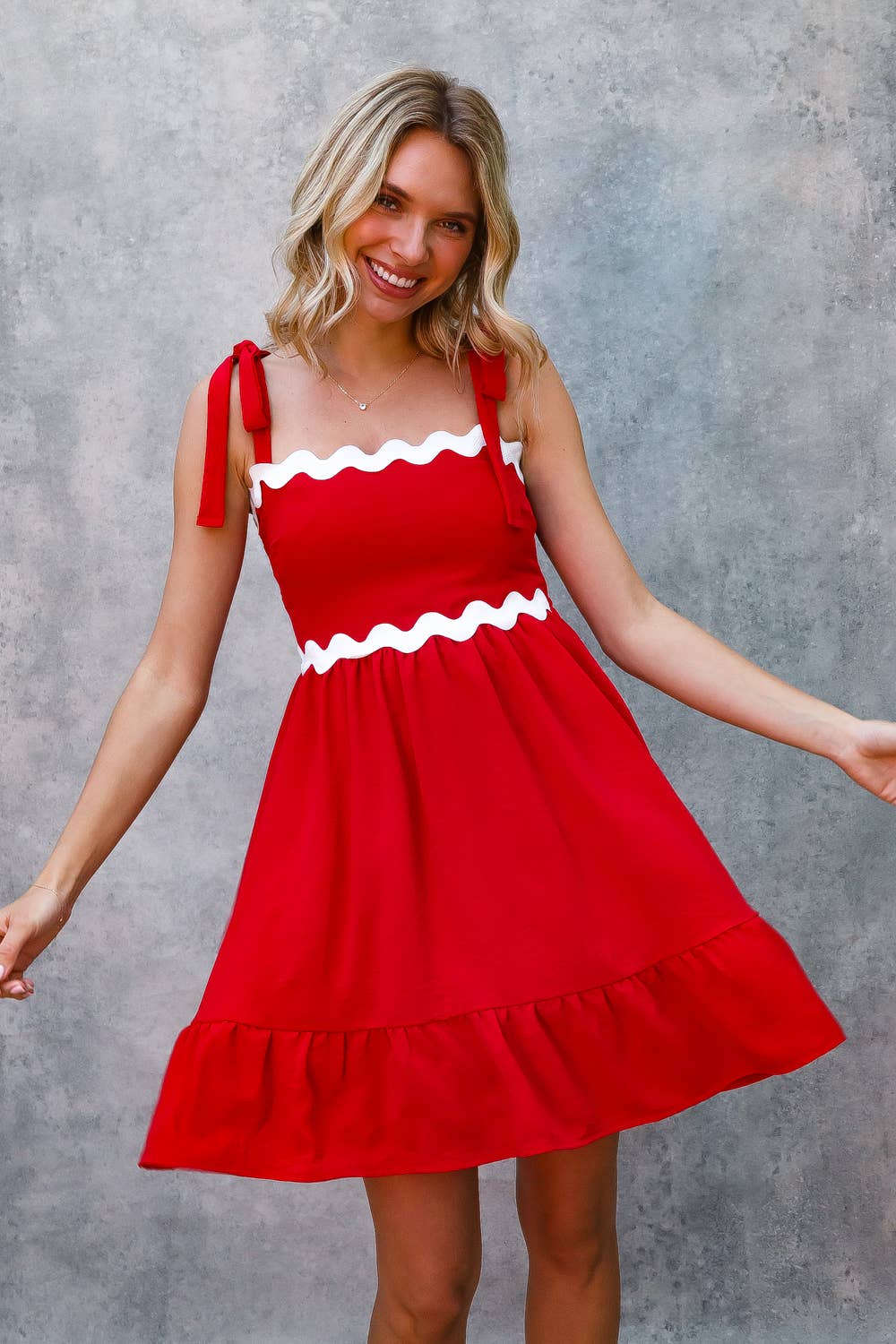 Kori America - Wholesale Dress - Women's - RICRAC STRAP SHOULDER SMOCKED BABYDOLL DRESS5