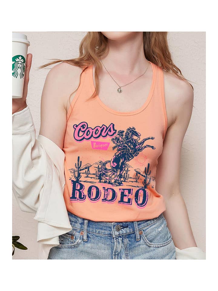 Pink Irene Wholesale - Wholesale Tank Top - Women's - Coors Rodeo Western Graphic Racerback Tank Top