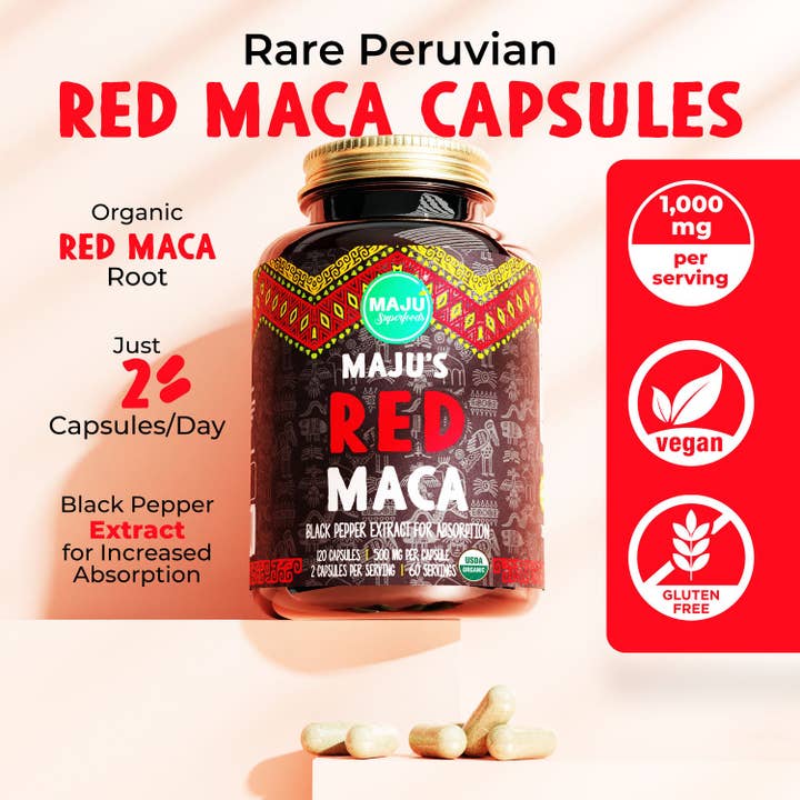 Maju Superfoods - Wholesale Oral Supplement/Vitamin - MAJU Organic Red Maca Root Capsules (120ct)