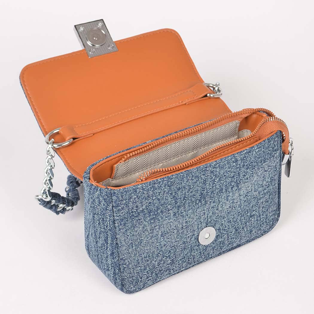 3AM BY H&D ACCESSORIES – Großhandel Schultertasche – Damen – Schultertasche aus Denim mit Kettenverschluss3