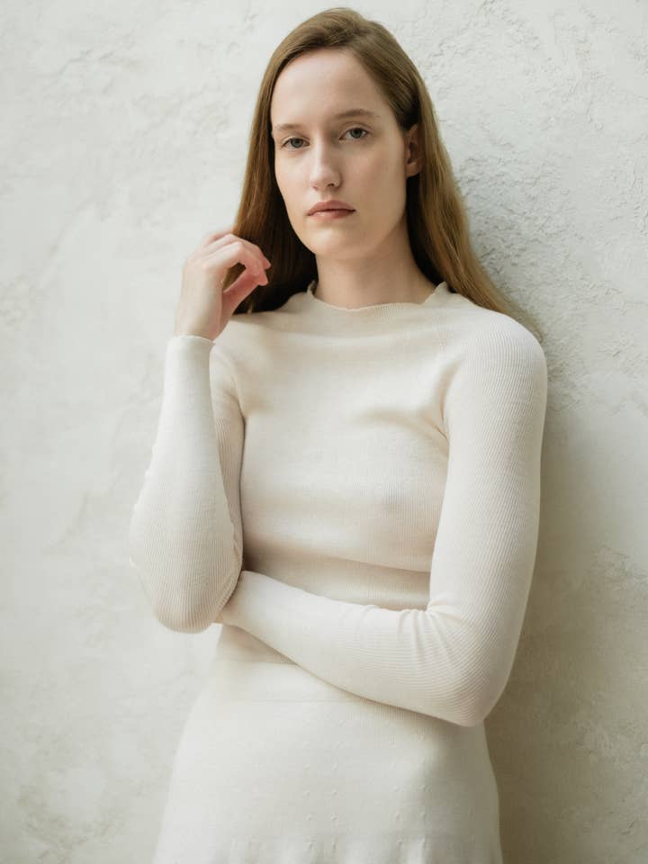 Lèmme - Wholesale Knit Sweater - Women's - Ribbed crewneck in extra fine merino wool (3D knit)
