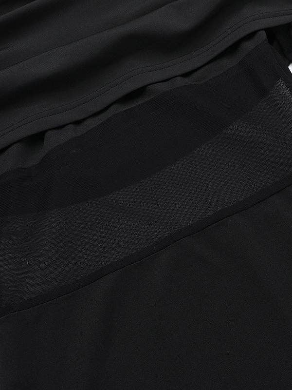 BLACK Long Sleeves Skinny Pleated See-Through Solid Color Split-Joint Off-The-Shoulder Evening Dresses Maxi Dresses for wholesale on Faire11