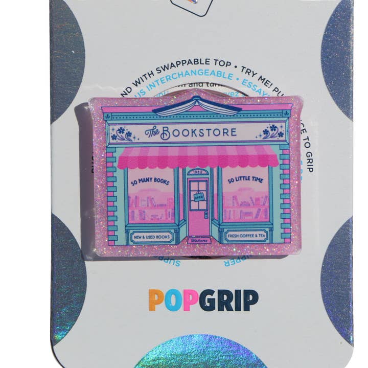 Blue Little Bookstore Sparkly Grip for wholesale by Ivy Resin Shop LLC