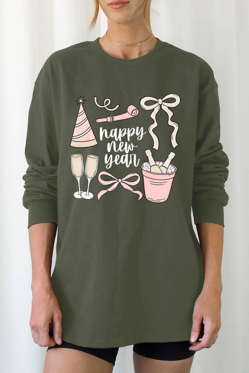 COLORBEAR - Wholesale T-Shirt (Graphic) - Women's - Happy New Year Graphic Long Sleeve Tee10