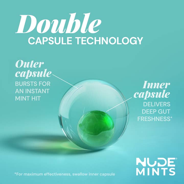 NUDE Mints - Venta al por mayor Suplementos/vitaminas para beber - NUDE Mints - Cápsulas de Menta Líquida de Doble Acción (Menta Verde)
