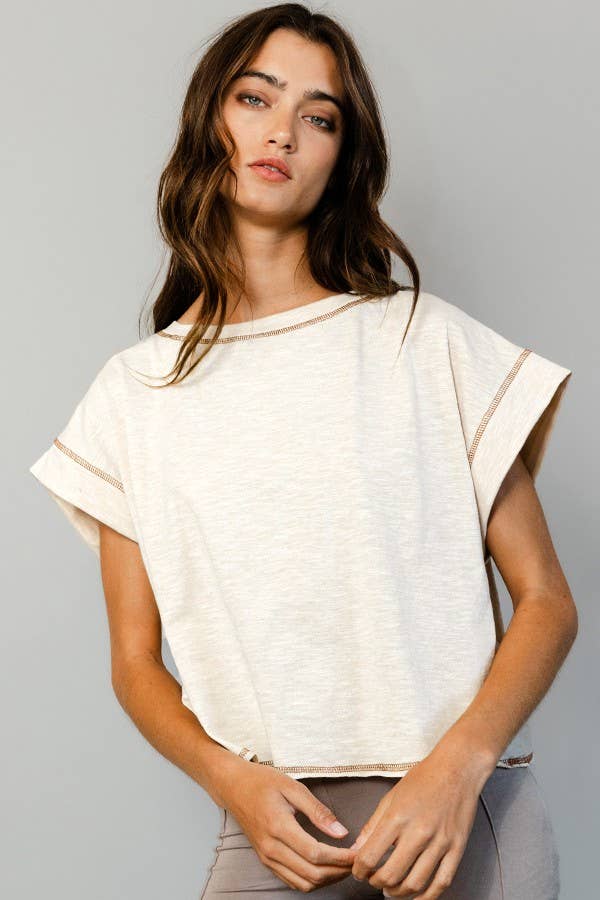 BUCKETLIST INC - Wholesale Knit Top - Women's - T2177 Overlap Open Back Reverse Stitched Crop Top13