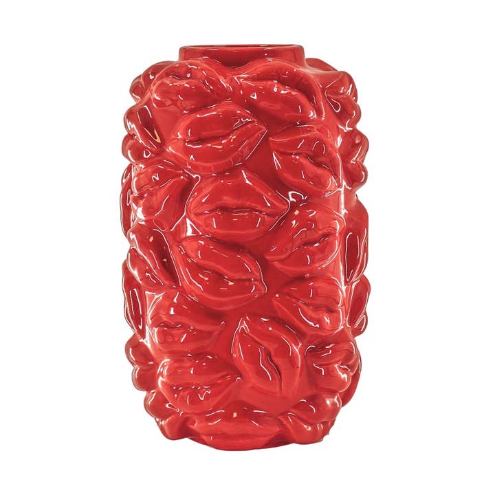 Vase - Kisses - Ceramics - Red - 17x17x27cm for wholesale by Housevitamin bv