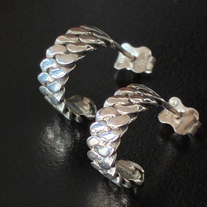 Miami - chain ear studs, sterling silver for wholesale by Horny Cat Jewellery