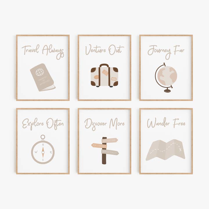 World Tour Art Prints - Neutrale kleuren (set van 6) voor wholesale door Flip The Script Studios