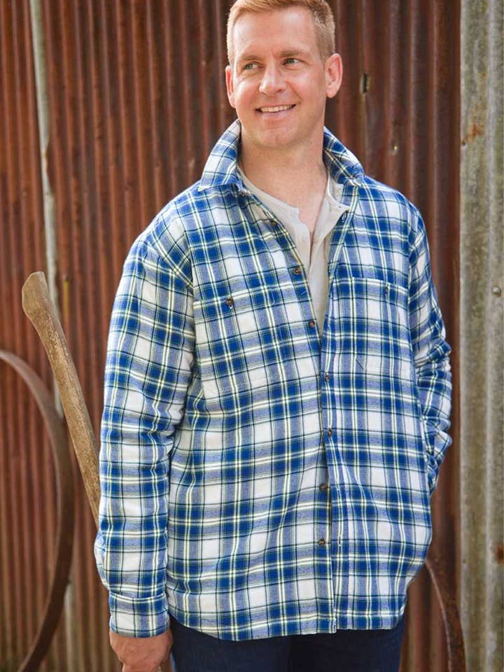 Collar Fleece Lined Flannel Shirts Douglas Blue - LV38 for wholesale by Lee Valley Ireland