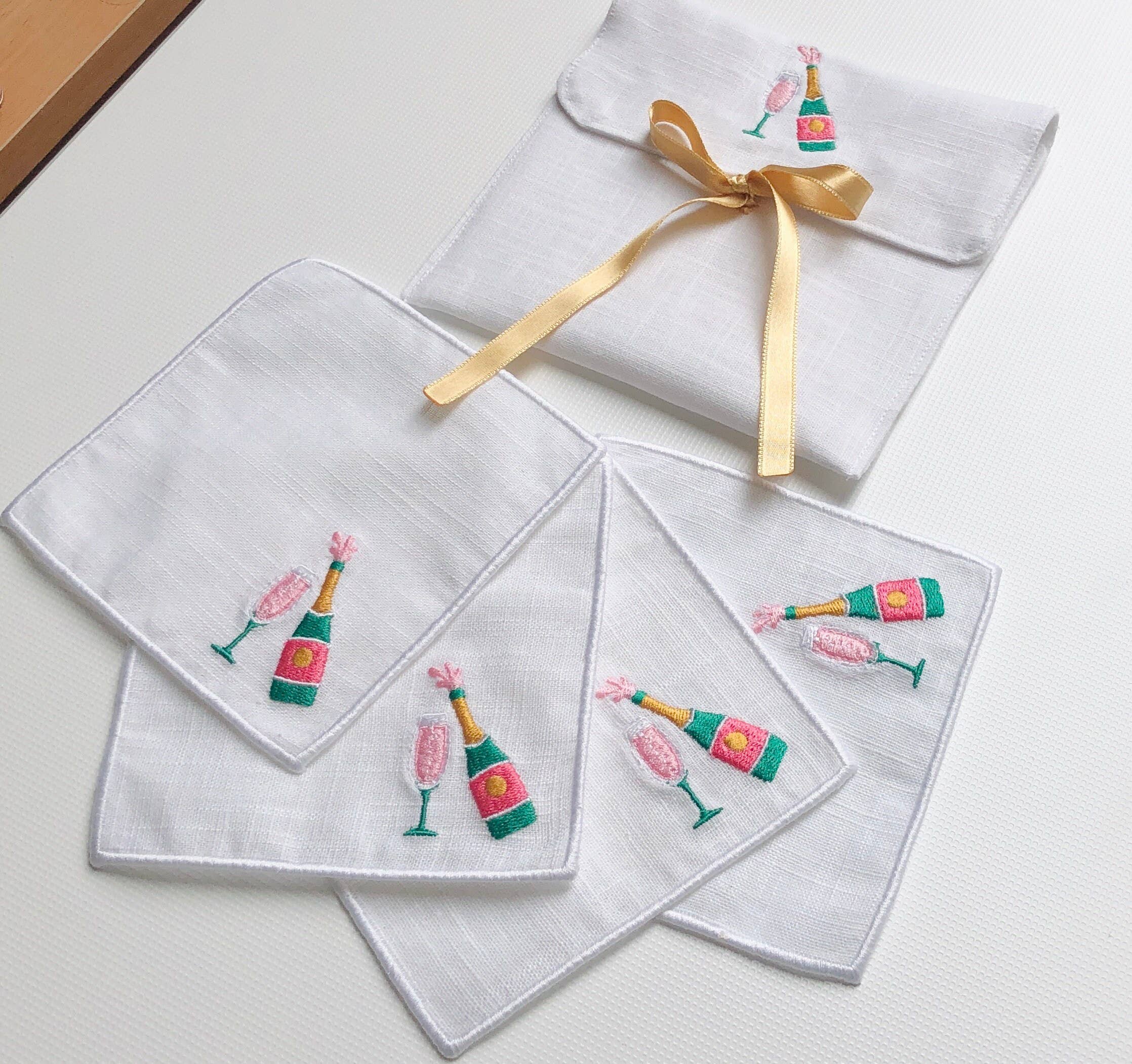 Belle Linen – Guardanapo e pano de jantar por atacado – Conjunto de 4 Guardanapos de Cocktail de Champanhe de Celebração4