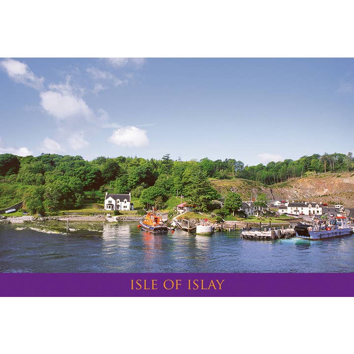 Kleine Postkarte Port Askaig für den Großhandel von Island Blue Publishing