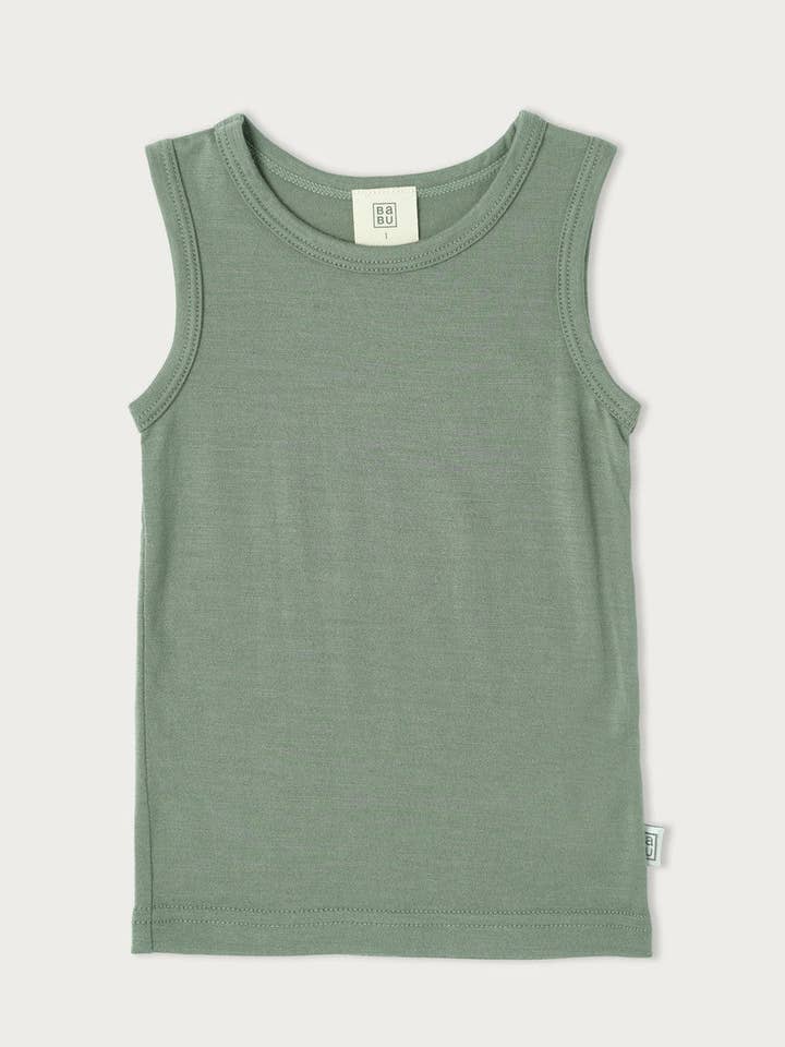 Babu - Wholesale Tank top – Kids - Merino Singlet - Sage0