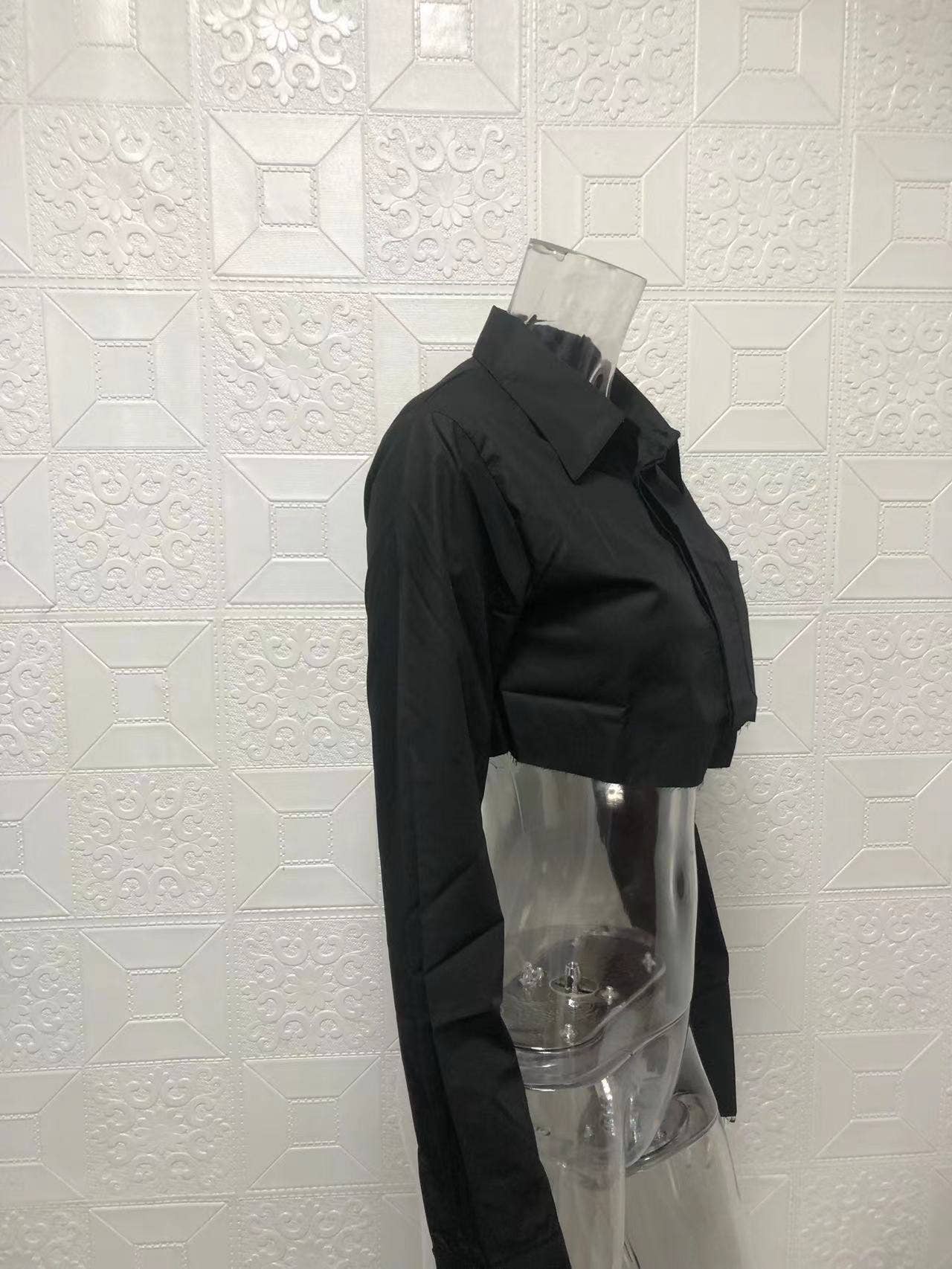 HIDDENBRAND - Wholesale Button Down Shirt - Women's - Back to school cropped white shirt6