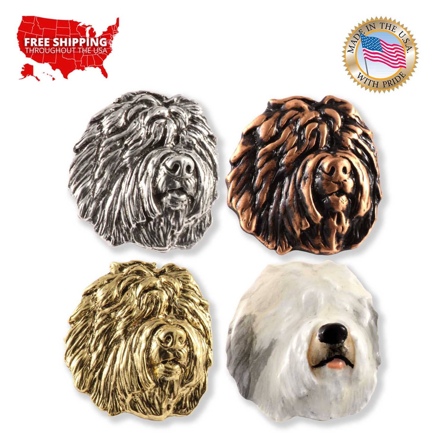 Creative Pewter Designs - Wholesale Lapel Pin/Button - Old English Sheepdog Pewter Lapel Pin or Magnet D1320