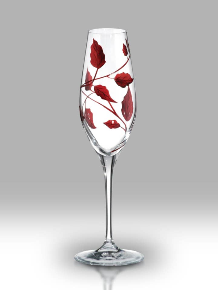 Feuille de Rubis - Paire de 25 cm Champagne pour la vente par Nobile Glassware Ltd.