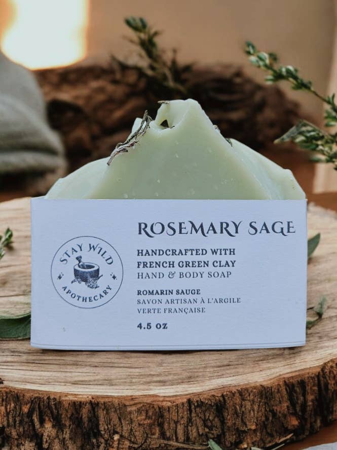 Rosemary Sage Soap Bar for wholesale by Stay Wild Apothecary