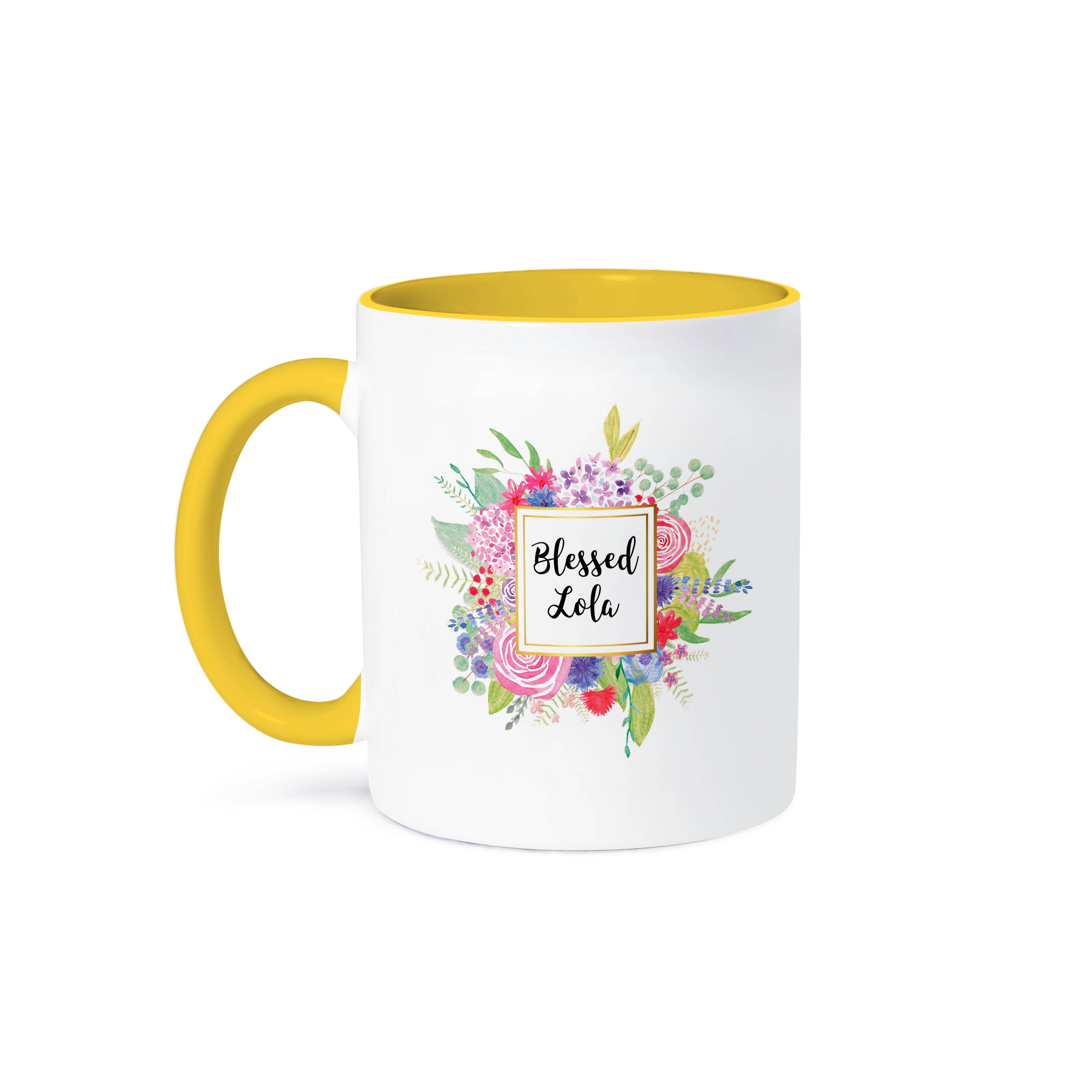 3dRose - Wholesale Coffee Mug - 3dRose, Floral Blessed Lola pretty watercolor pink flowers grandma love, Mug0