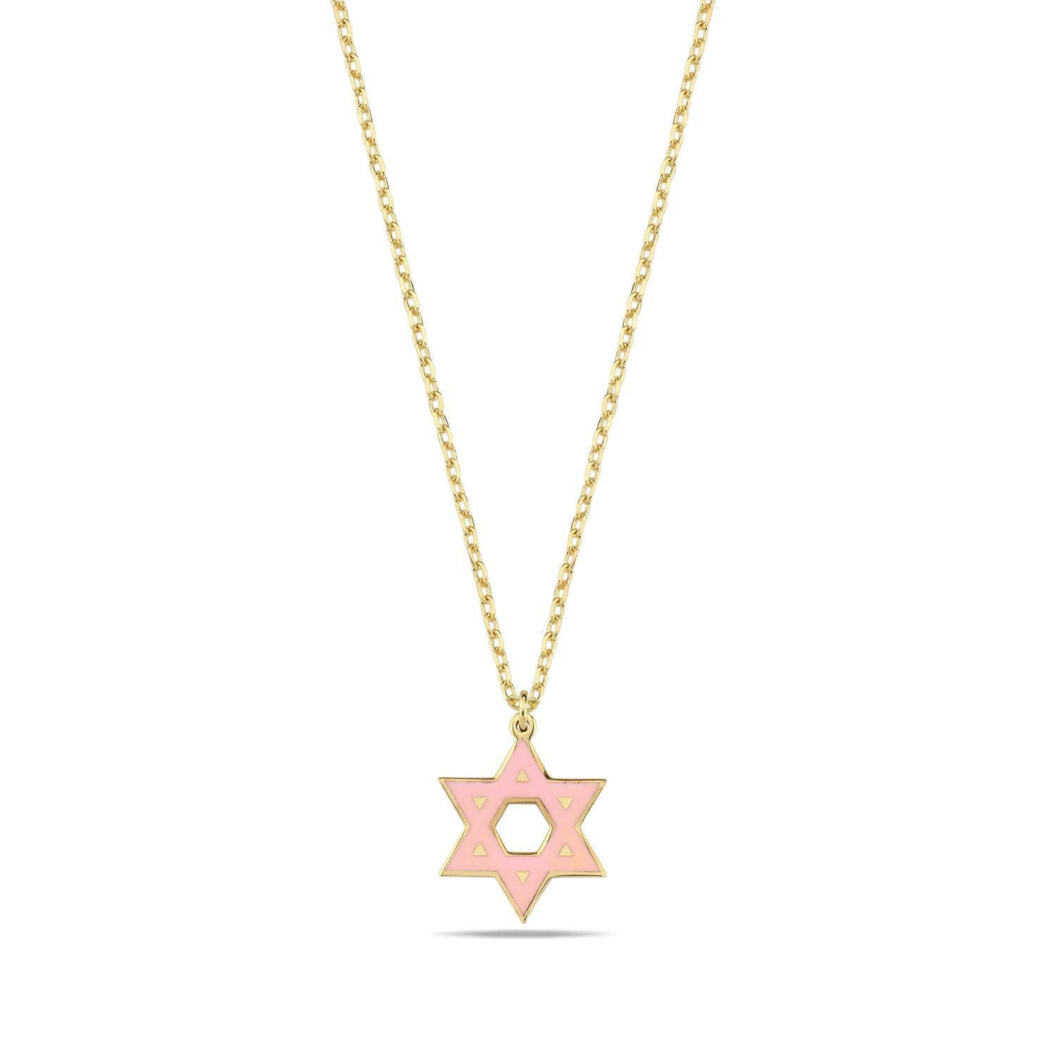 ALEF BET JEWELRY - Wholesale Pendant/Charm Necklace - Colorful Enamel Gold Jewish Star of David Necklace7