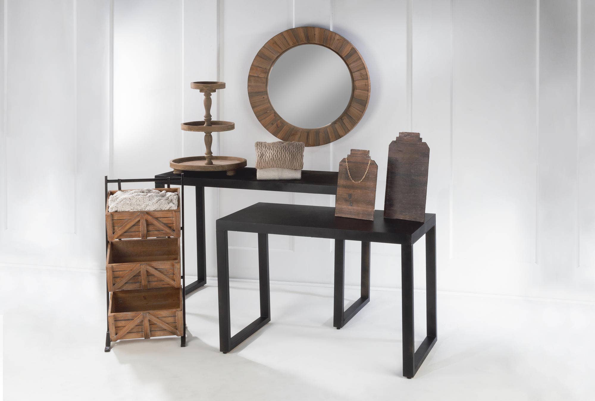 Tripar International - Vente Support/étui pour présentoir - Support de rangement à 3 niveaux avec caisses en bois6