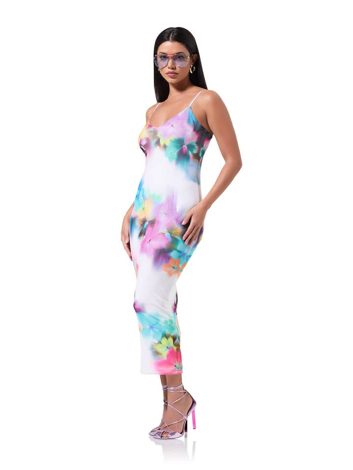Amina Mesh Dress - Blur Pansy for wholesale on Faire