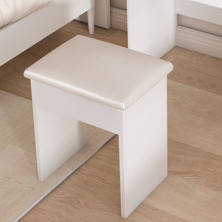 39F Inc. - Wholesale Vanity Mirror - Modern White Mini Dressing Table with LED-Lit Mirror9