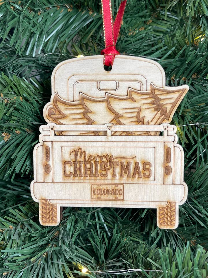 Farm Truck Gift Card Holder Wood Ornament-Personalized for wholesale by The Mas Boutique