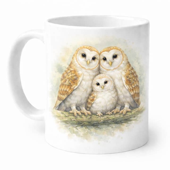 Barn Owl Family Baby Ceramic 11oz Mug for wholesale by Brew Crew Gifts