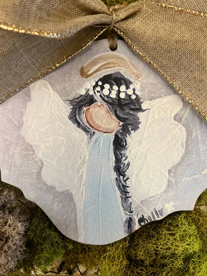 Christmas Ornament: Black Haired Angel for wholesale by The Happy Butterfly