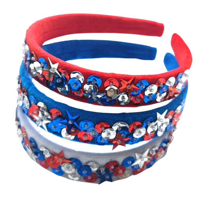 Bandeau en velours à sequins patriotiques pour la vente par Bows Arts