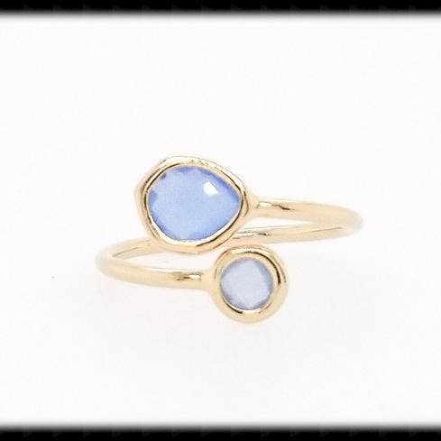 Framed Glass Adjustable Ring- Royal Opal Gold for wholesale by The Beaded Wire Designs