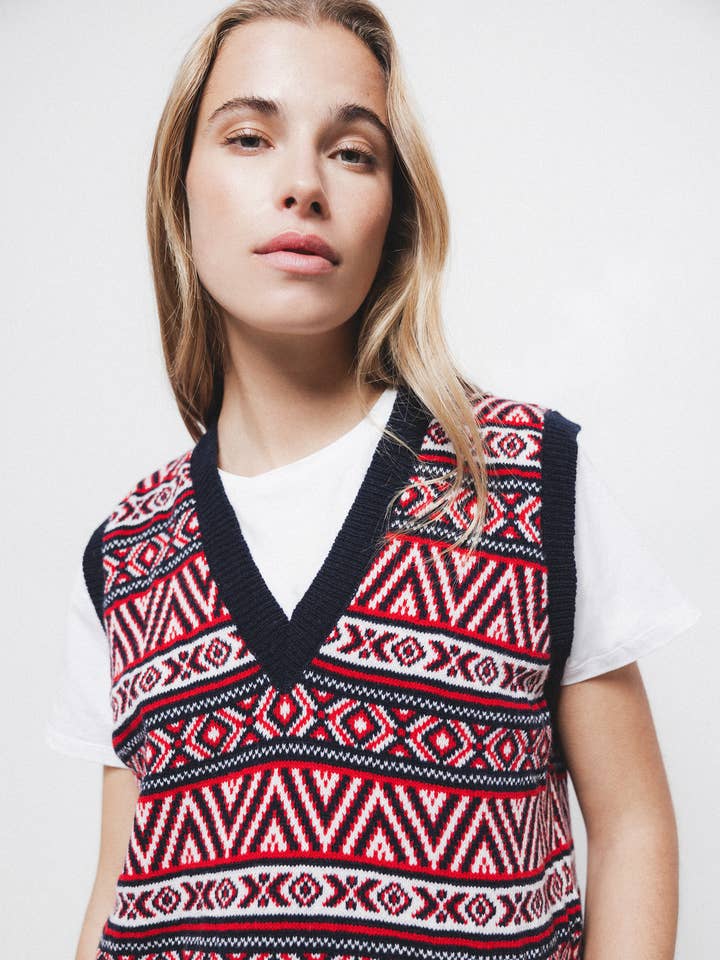 Jacquardstickad väst (438679-47) för wholesale av Lanidor