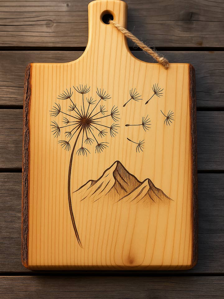 Snijplank "Paardenbloem & Bergen" voor wholesale door Wunderquelle Emmental