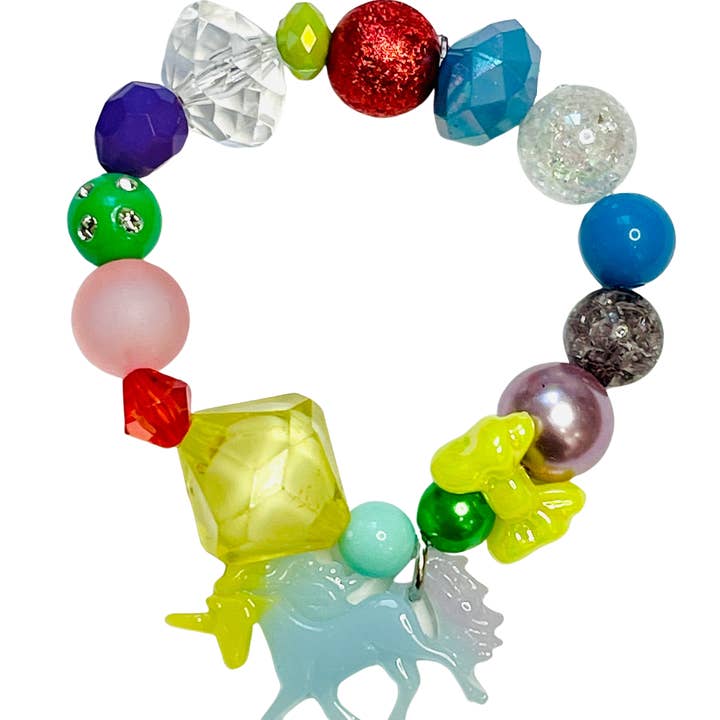 Kids Pastel Unicorn Stretch Bracelet Multi Bead for wholesale by Sadie’s Moon