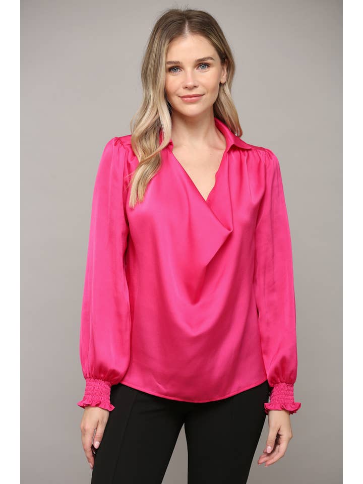 FATE - Wholesale Blouse - Women's - COWL NECK SATIN BLOUSE FT20008 - Glamorous Aesthetic
