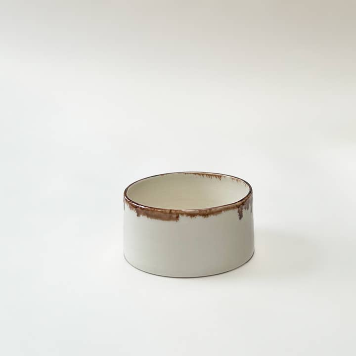 Soup Bowl (15cm) - Straight - Transparent - Brown Edge for wholesale by Mihaly Herczeg Ceramics