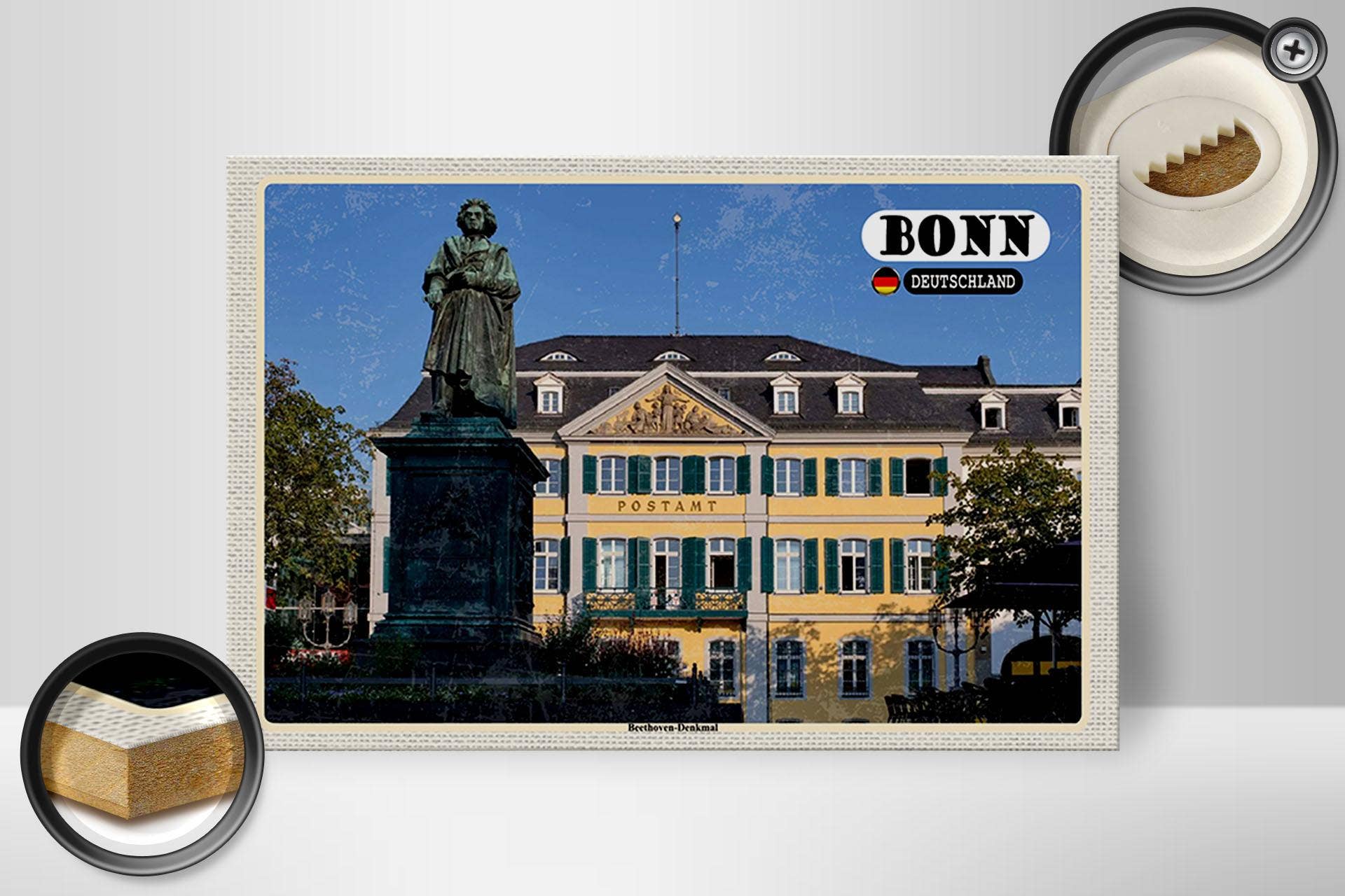 Femer - Wholesale Sign - Wooden sign cities Bonn Beethoven monument architecture 30x20 cm sign1