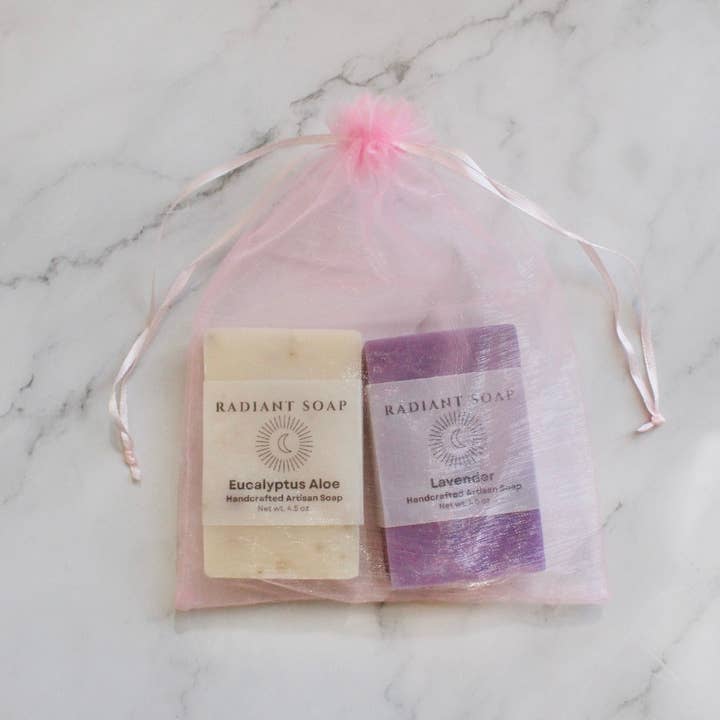Aromatherapy Soap Duo Set: Lavender and Eucalyptus & Aloe for wholesale by RADIANT SOAP