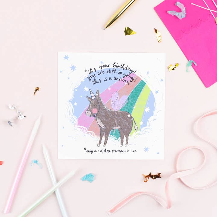 Pickled Pom Pom - Wholesale Birthday Card - Delusional Donkey! Greeting Card