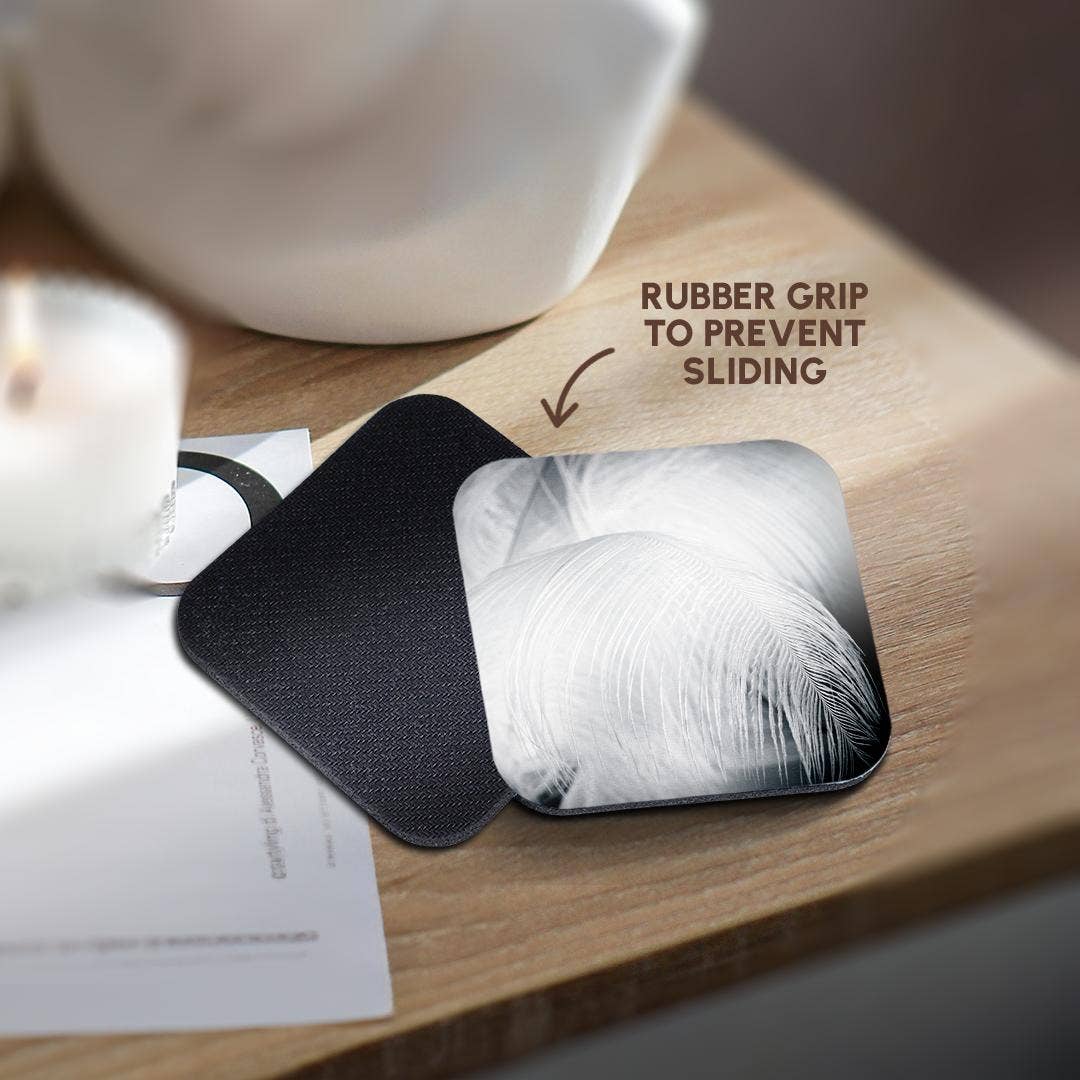 3dRose - Wholesale Coasters - 3dRose, Ostrich feathers in black and white, Coaster10