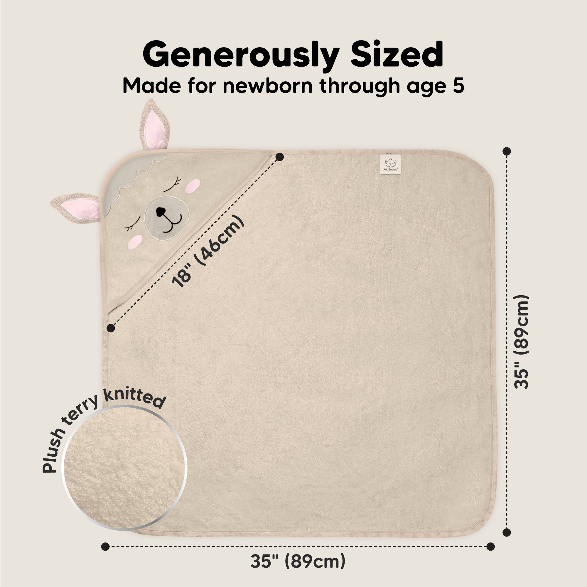 Alpaca KeaBabies Cuddle Baby Hooded Towel for wholesale on Faire3