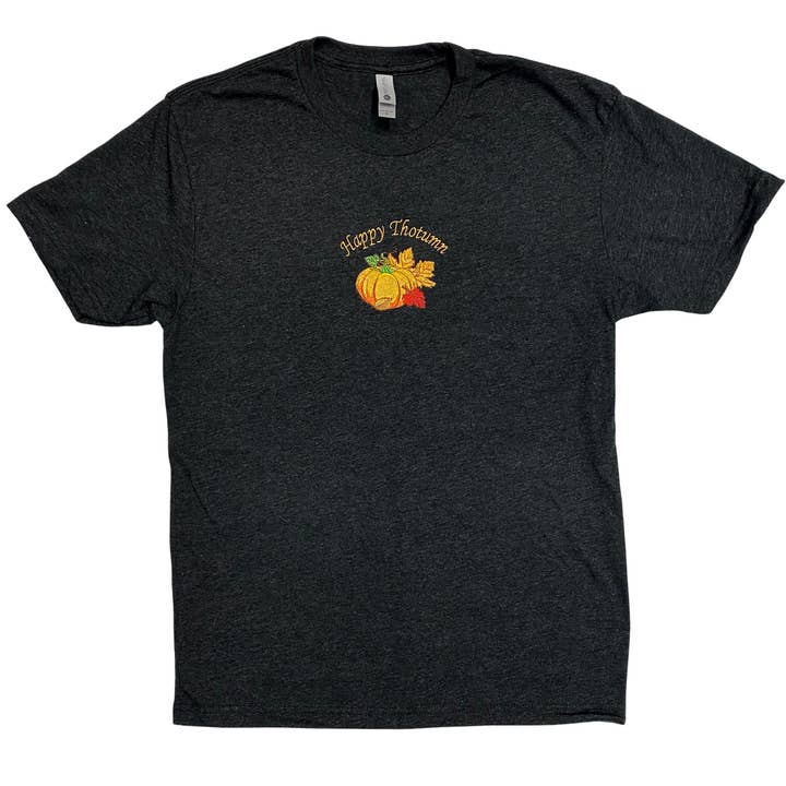 IncredibleGood Inc – wholesale T-shirt – Unisex – Happy Thotumn Fall Embroidered Black Tee Shirt, Unisex